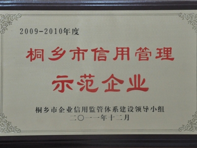 2009-2010年度桐乡市信用管理示范企业